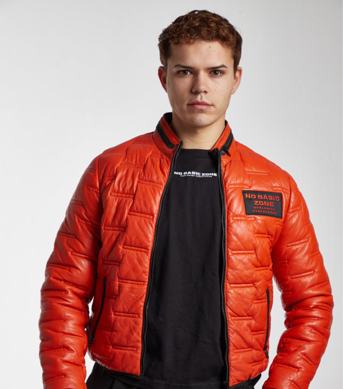 NBZ QUILTED ORANGE // LEATHER JACKET