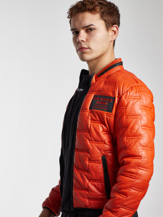 NBZ QUILTED ORANGE // LEATHER JACKET