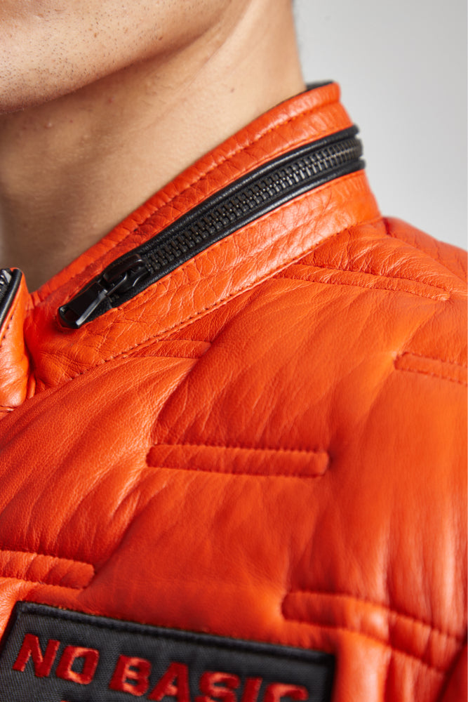 NBZ QUILTED ORANGE // LEATHER JACKET
