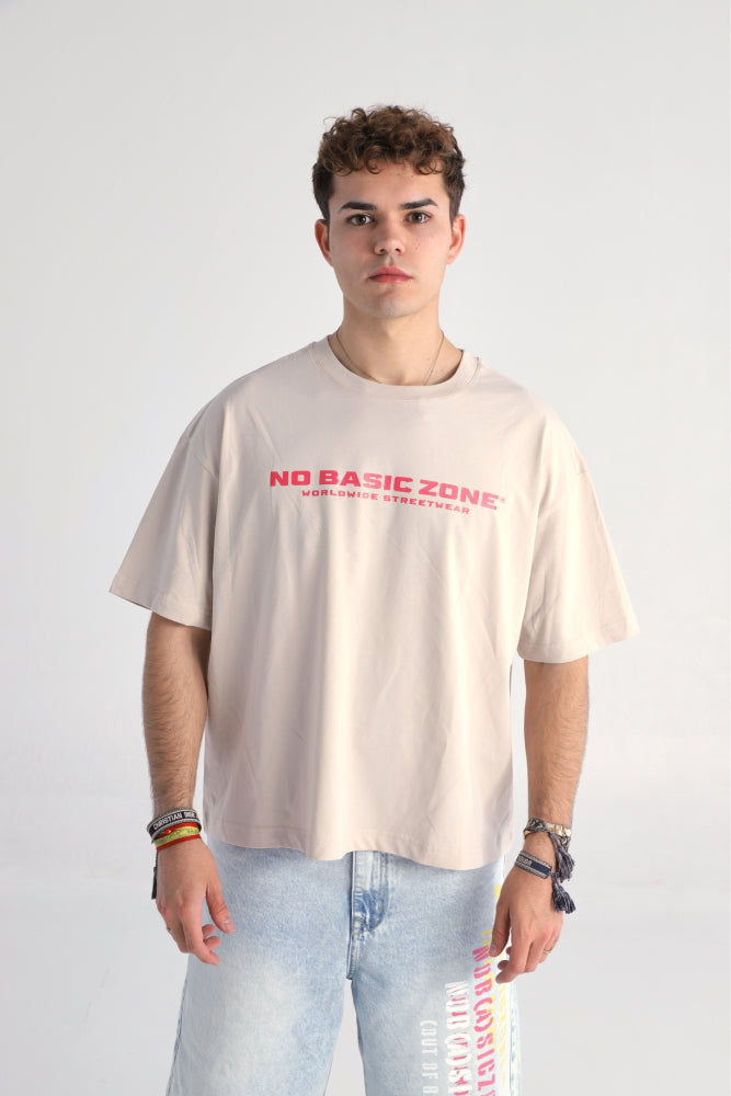 WORLDWIDE // BEIGE-PINK T-SHIRT - No Basic Zone