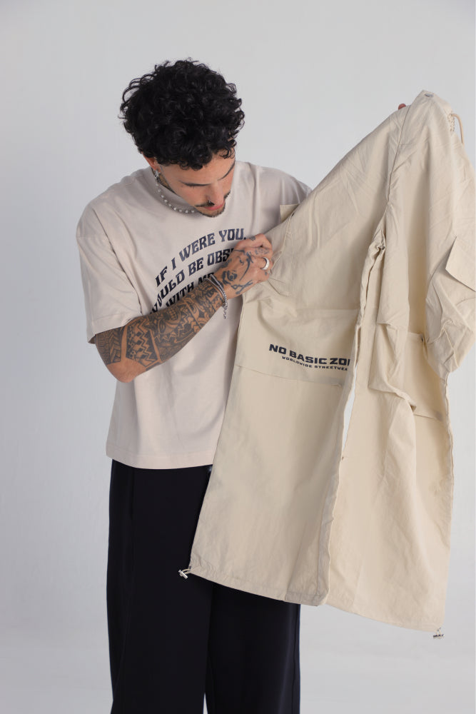 WAVE // BEIGE PARACHUTE PANTS - No Basic Zone