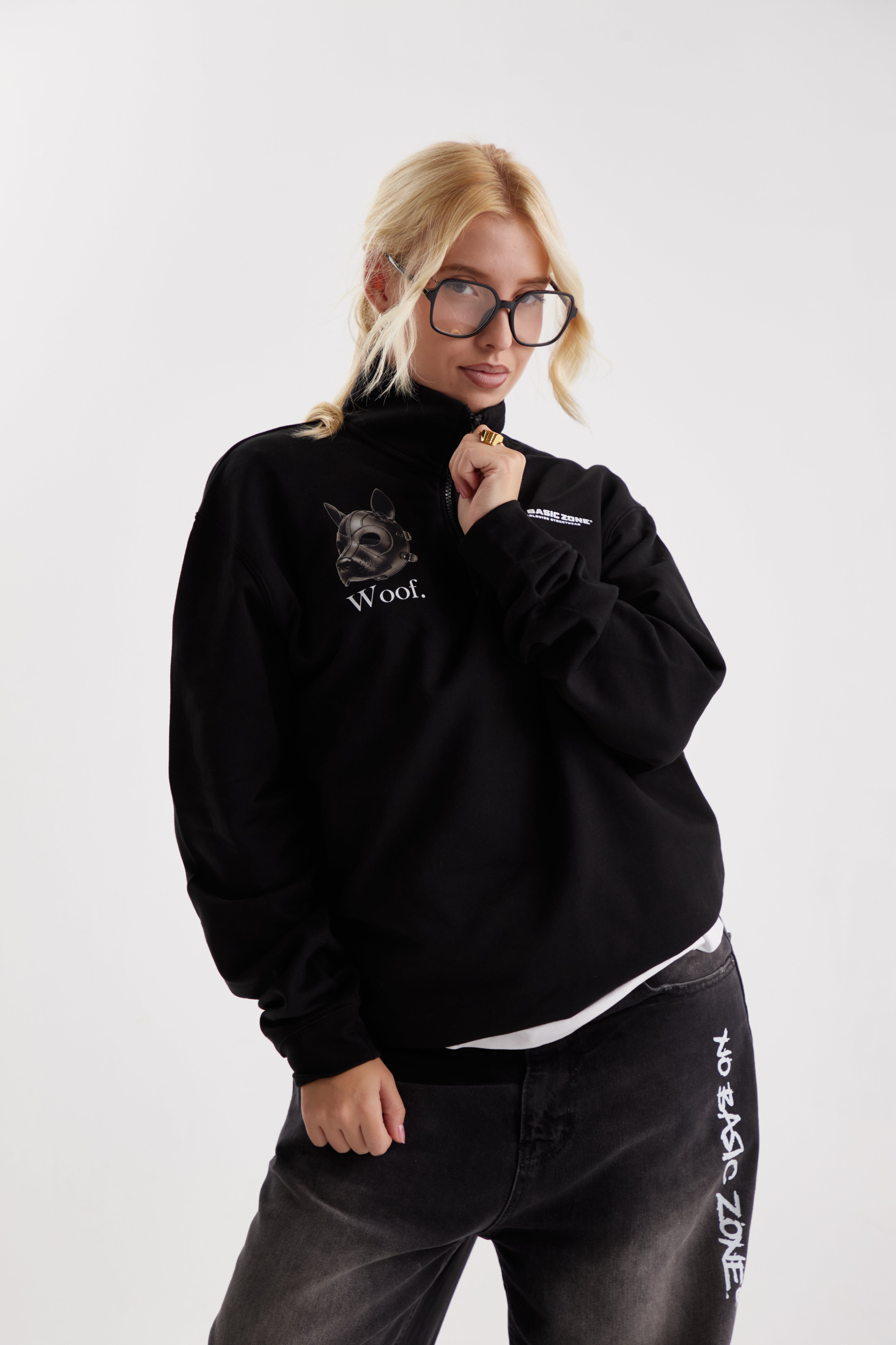 METAL SMALL DOG // BLACK ZIPPER HOODIE