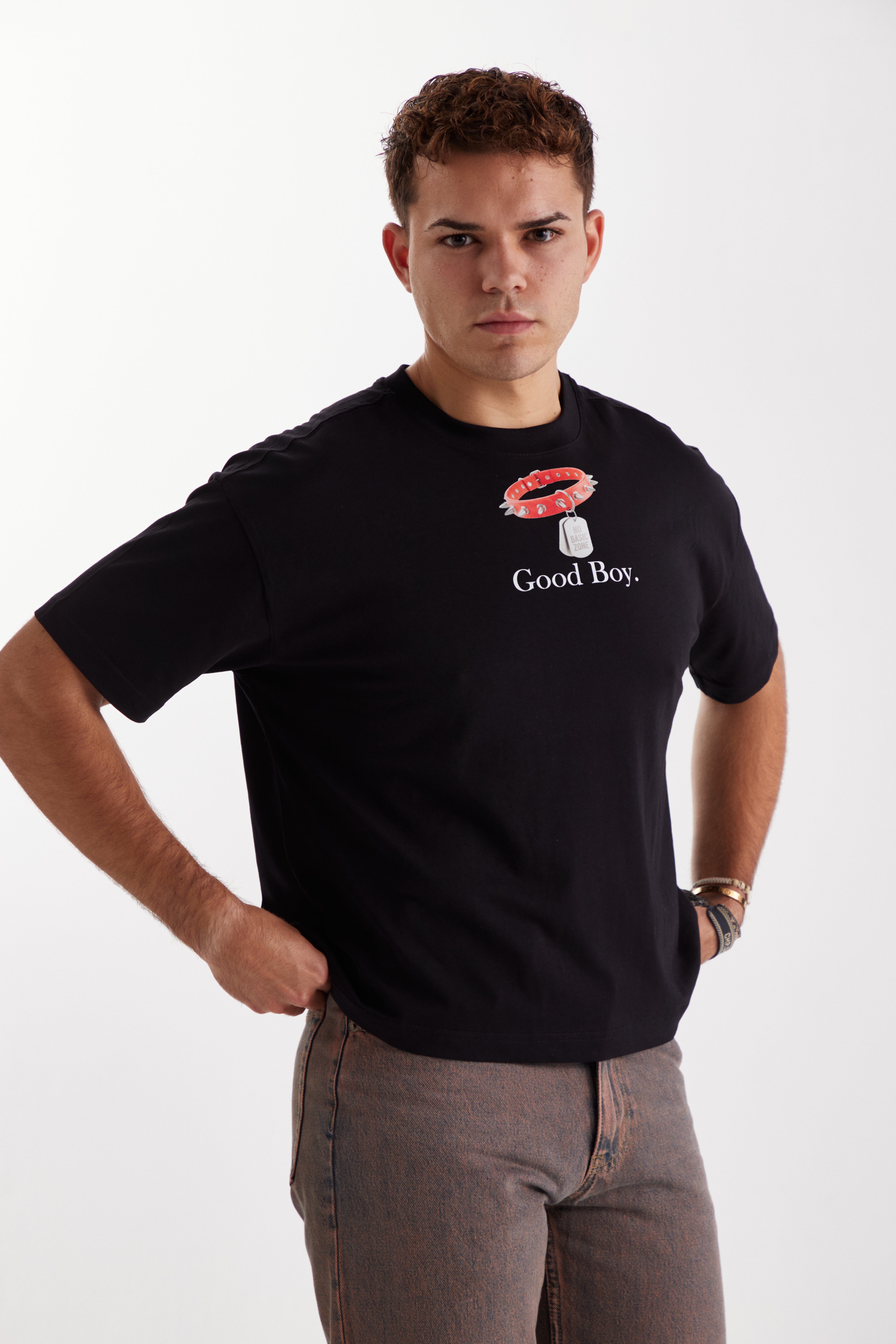 DOG LEASH - GOOD BOY // BLACK T-SHIRT
