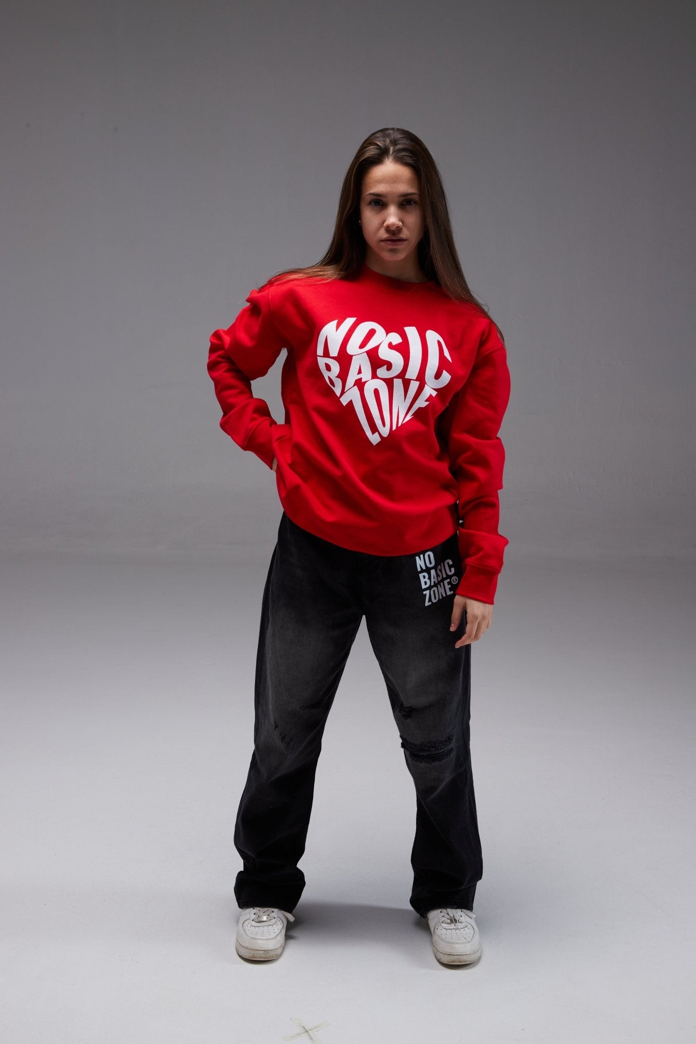 HEARTPRINT // RED SWEATSHIRT - No Basic Zone