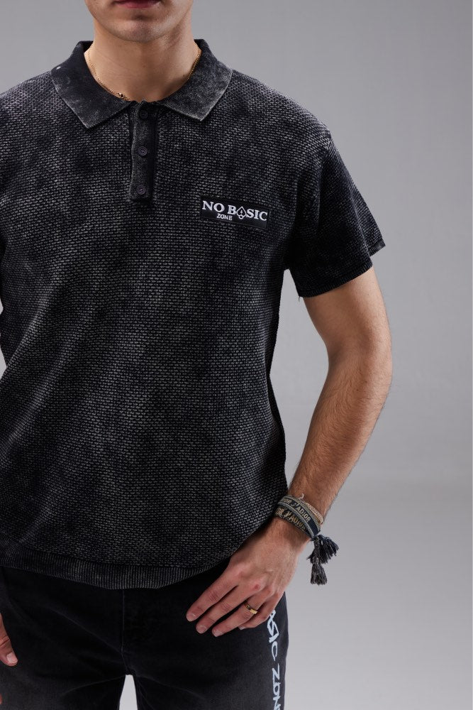 TIMELESS // FADED BLACK POLO SHIRT - No Basic Zone