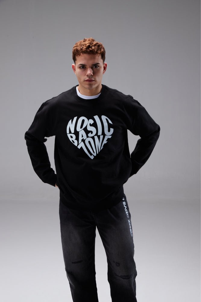 HEARTPRINT // BLACK SWEATSHIRT - No Basic Zone