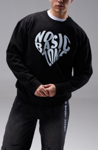 HEARTPRINT // BLACK SWEATSHIRT - No Basic Zone