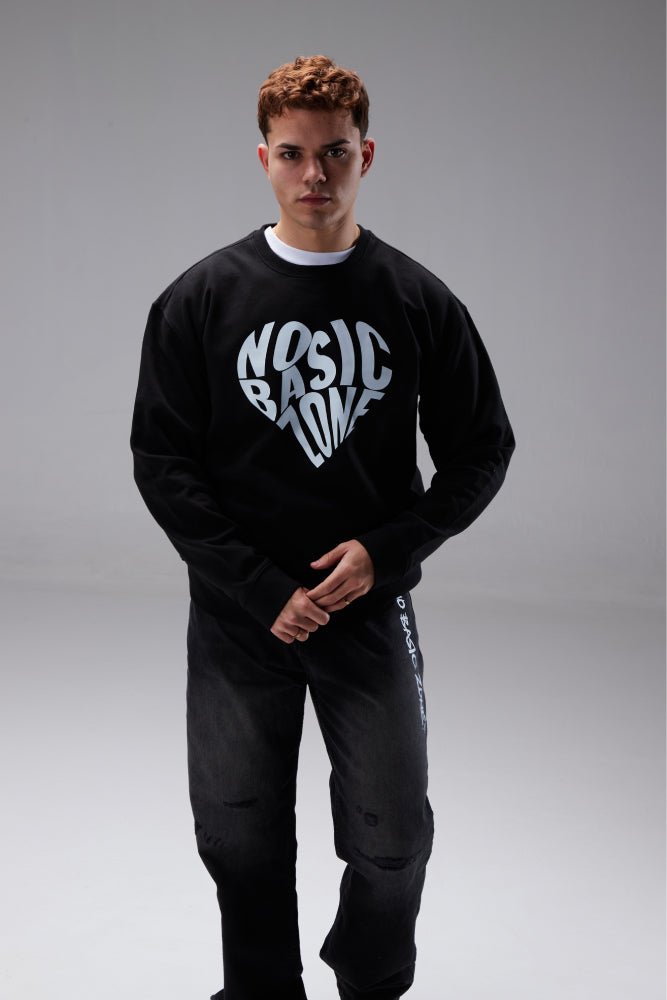 HEARTPRINT // BLACK SWEATSHIRT - No Basic Zone