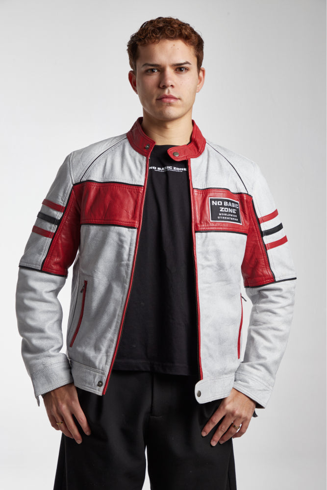 NBZ RACING WHITE/RED // LEATHER JACKET