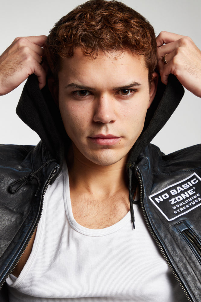 NBZ HOODED BLACK // LEATHER JACKET