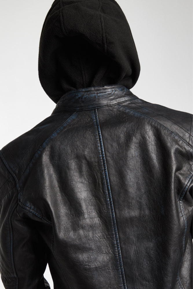 NBZ HOODED BLACK // LEATHER JACKET