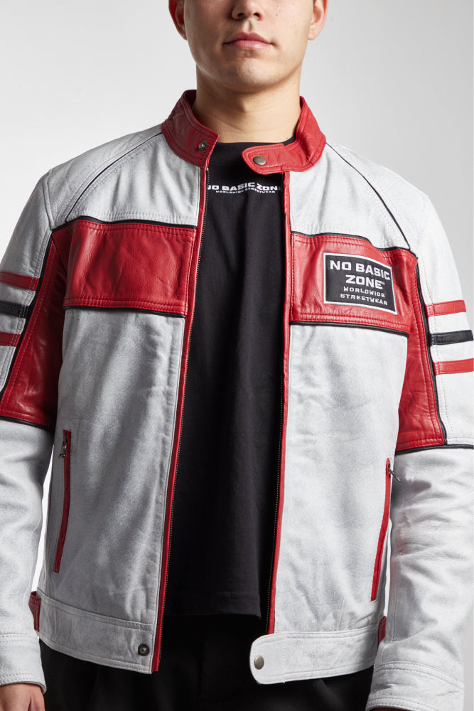 NBZ RACING WHITE/RED // LEATHER JACKET