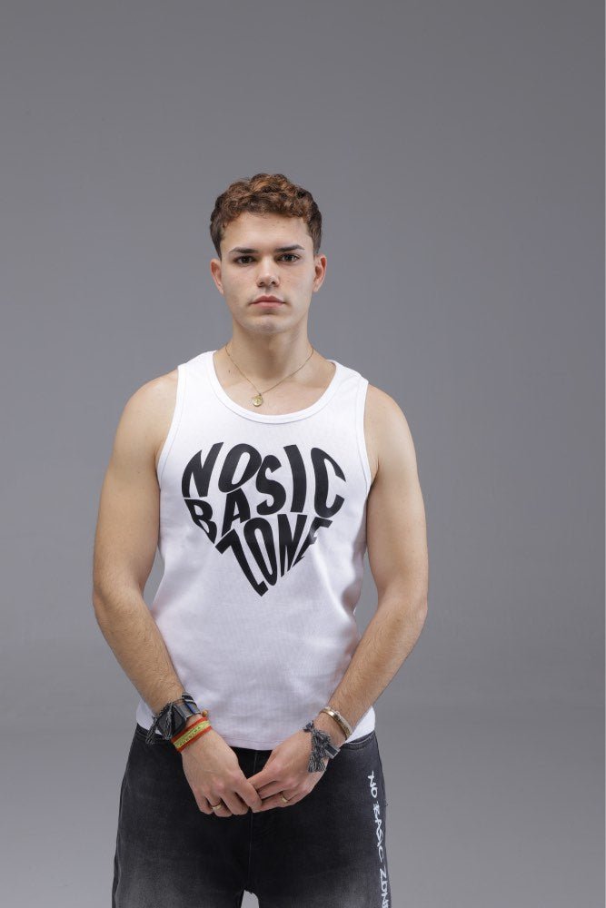 HEARTPRINT // WHITE TANK TOP - No Basic Zone