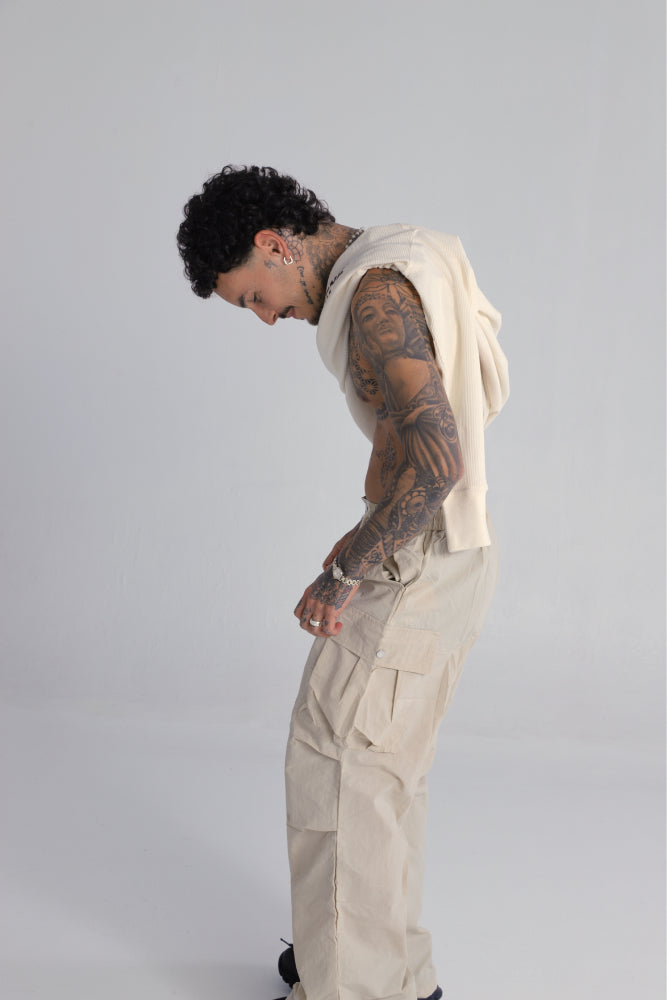 WAVE // BEIGE PARACHUTE PANTS - No Basic Zone