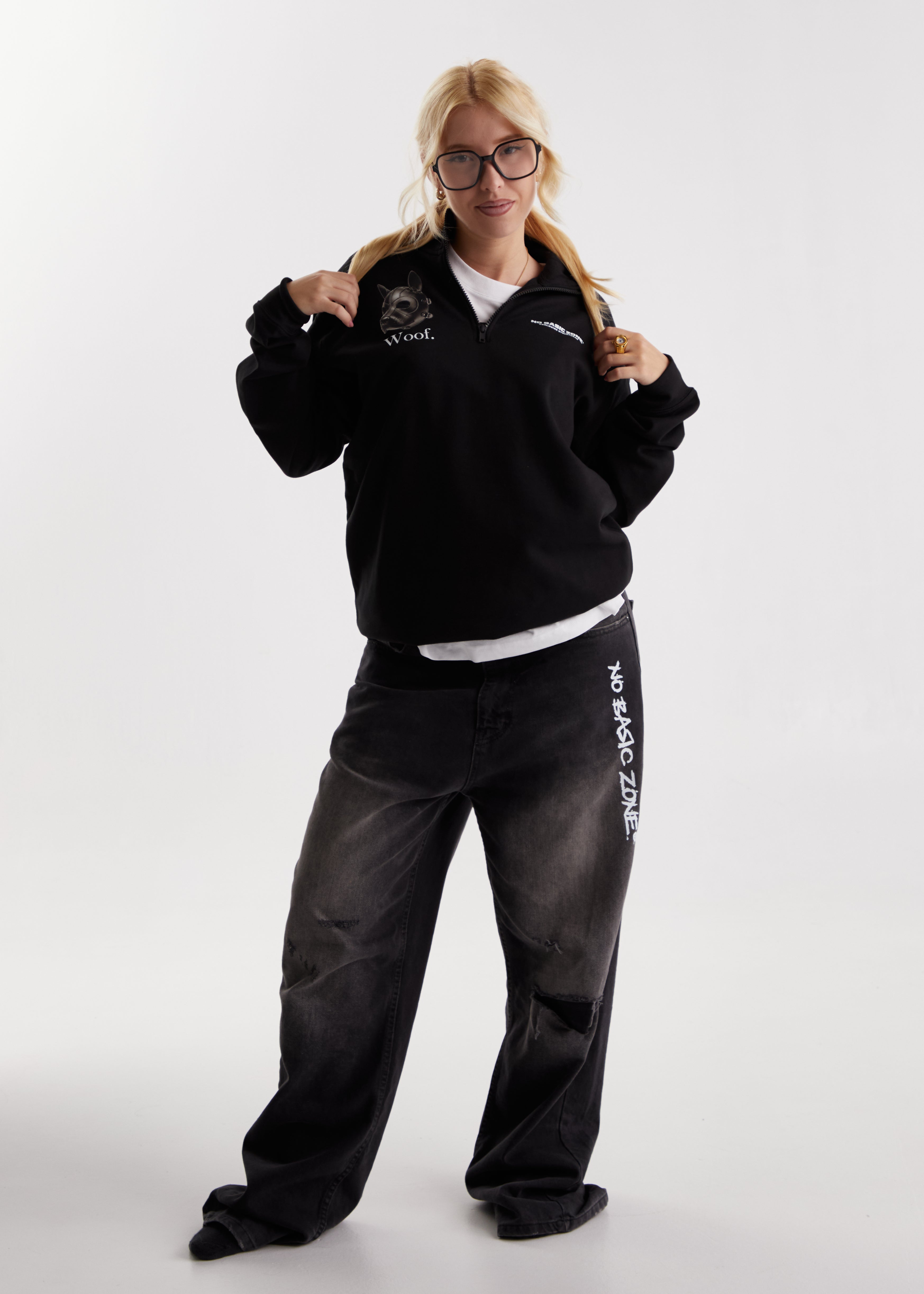 METAL SMALL DOG // BLACK ZIPPER HOODIE