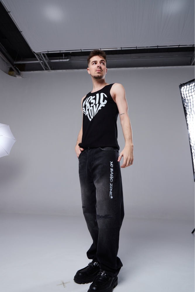 HEARTPRINT // BLACK TANK TOP - No Basic Zone