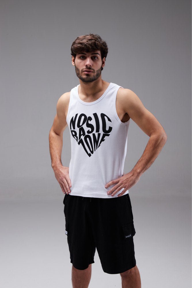 HEARTPRINT // WHITE TANK TOP - No Basic Zone