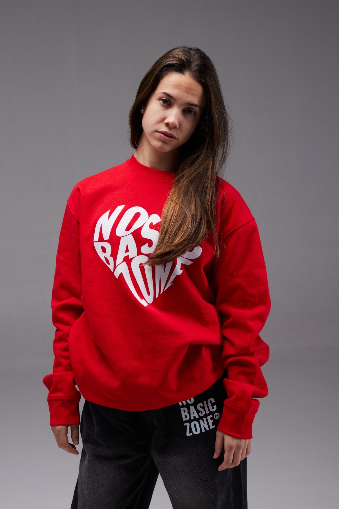 HEARTPRINT //  RED SWEATSHIRT - No Basic Zone