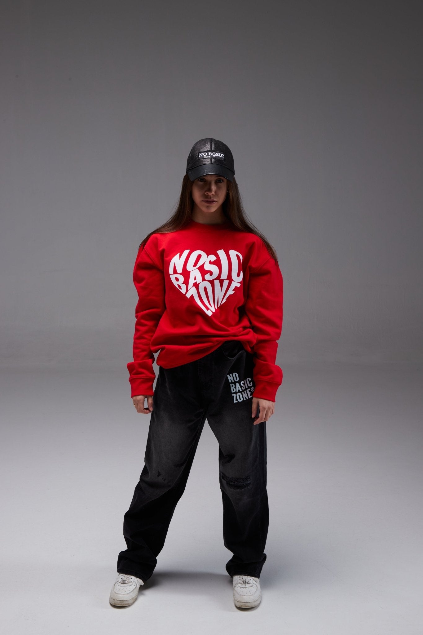 HEARTPRINT //  RED SWEATSHIRT - No Basic Zone